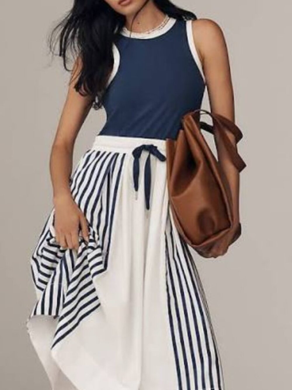 Anthropologie Daily Practice Navy and White Striped Dress